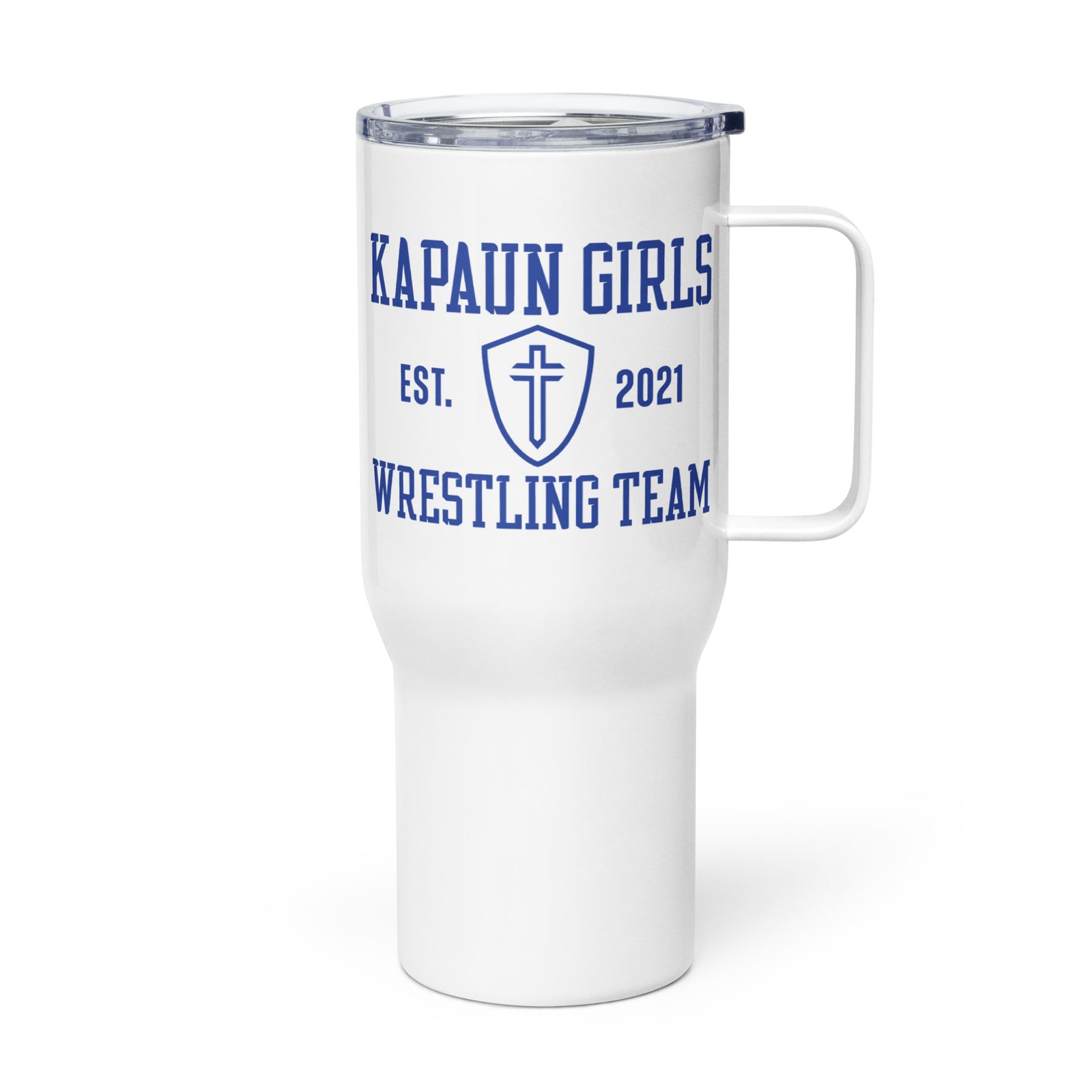 Kapaun Girls Wrestling Travel mug with a handle