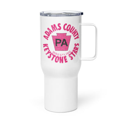 Keystone Stars Wrestling Club Pink Travel mug with a handle