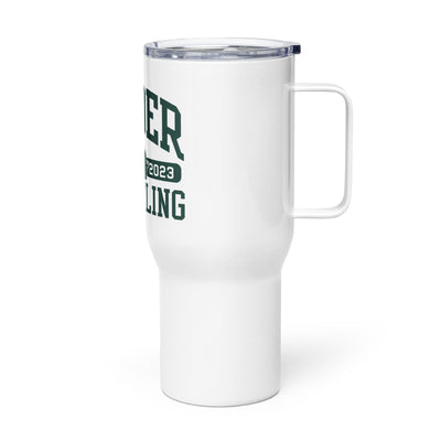 Shawnee Mission South HS Wrestling Travel mug with a handle