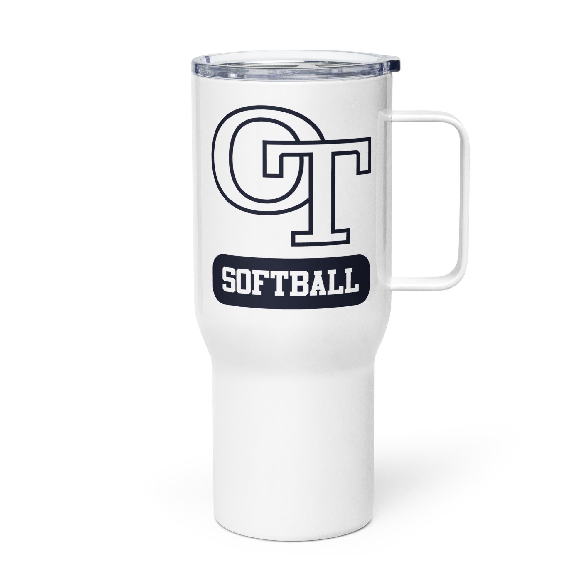 OT Baseball and Softball League - Softball Travel mug with a handle
