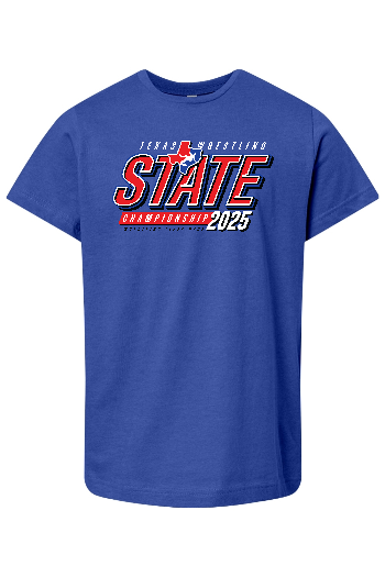 Texas USA State Wrestling Tournament 2025 LAT Youth Fine Jersey Tee - 6101 YXS - YL