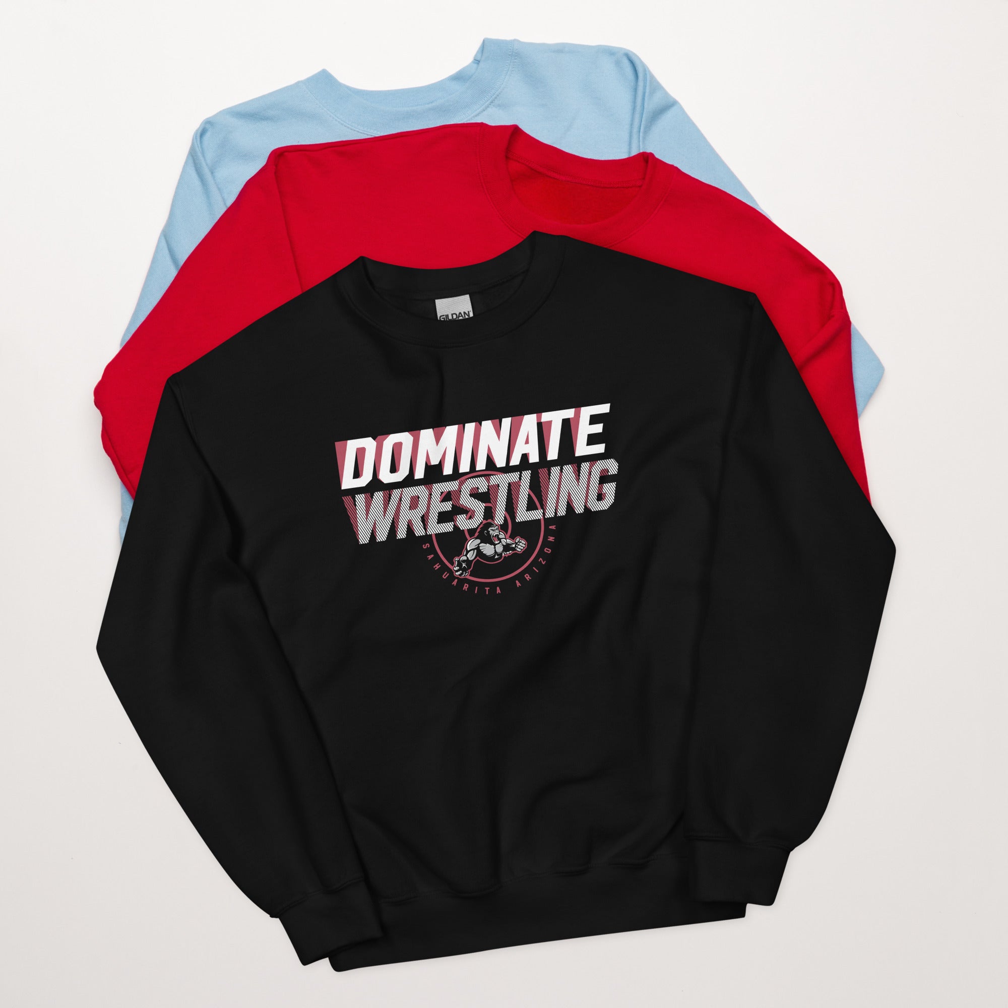 Dominate Wrestling  Black Unisex Crew Neck Sweatshirt