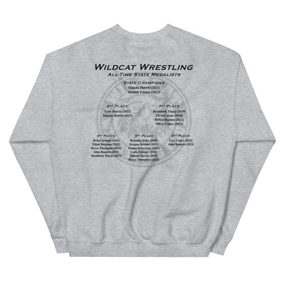 Wildcat Wrestling Club (Louisburg) - With Back Design - Unisex Crew Neck Sweatshirt
