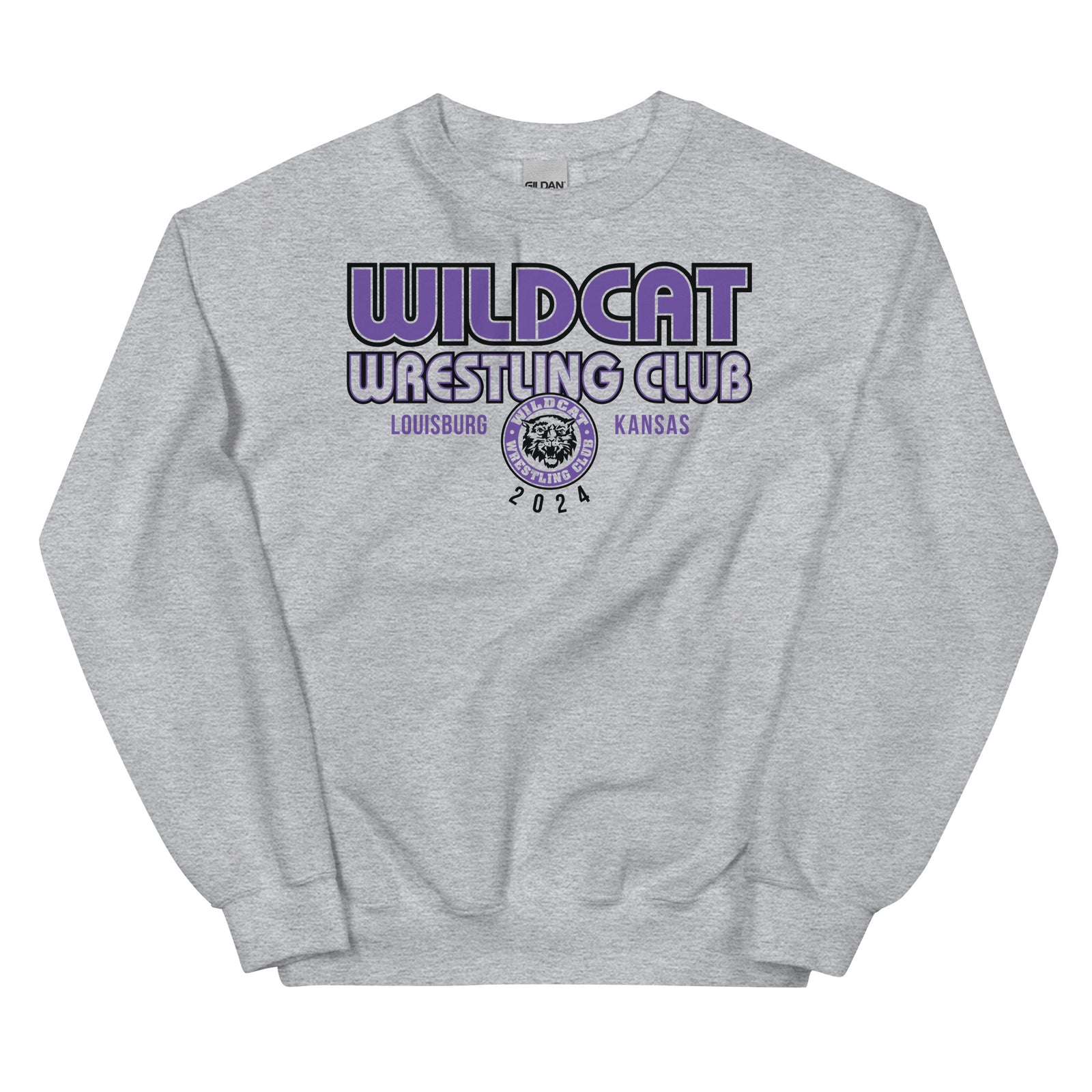 Wildcat Wrestling Club (Louisburg) - With Back Design - Unisex Crew Neck Sweatshirt