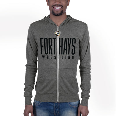 Fort Hays State University Wrestling Unisex Lightweight Zip Hoodie