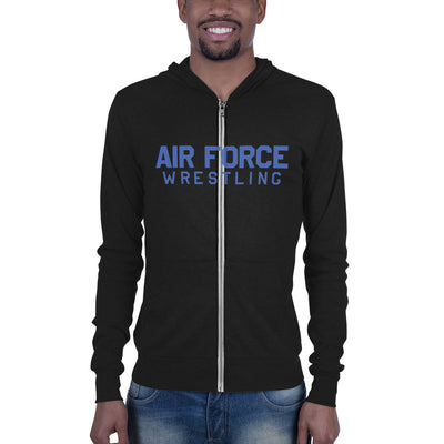 Air Force Wrestling Embroidered Unisex Lightweight Zip Hoodie