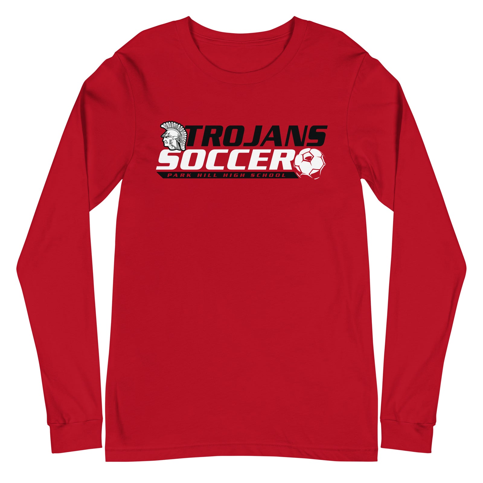 Park Hill Men's Trojans Soccer Red Unisex Long Sleeve Tee