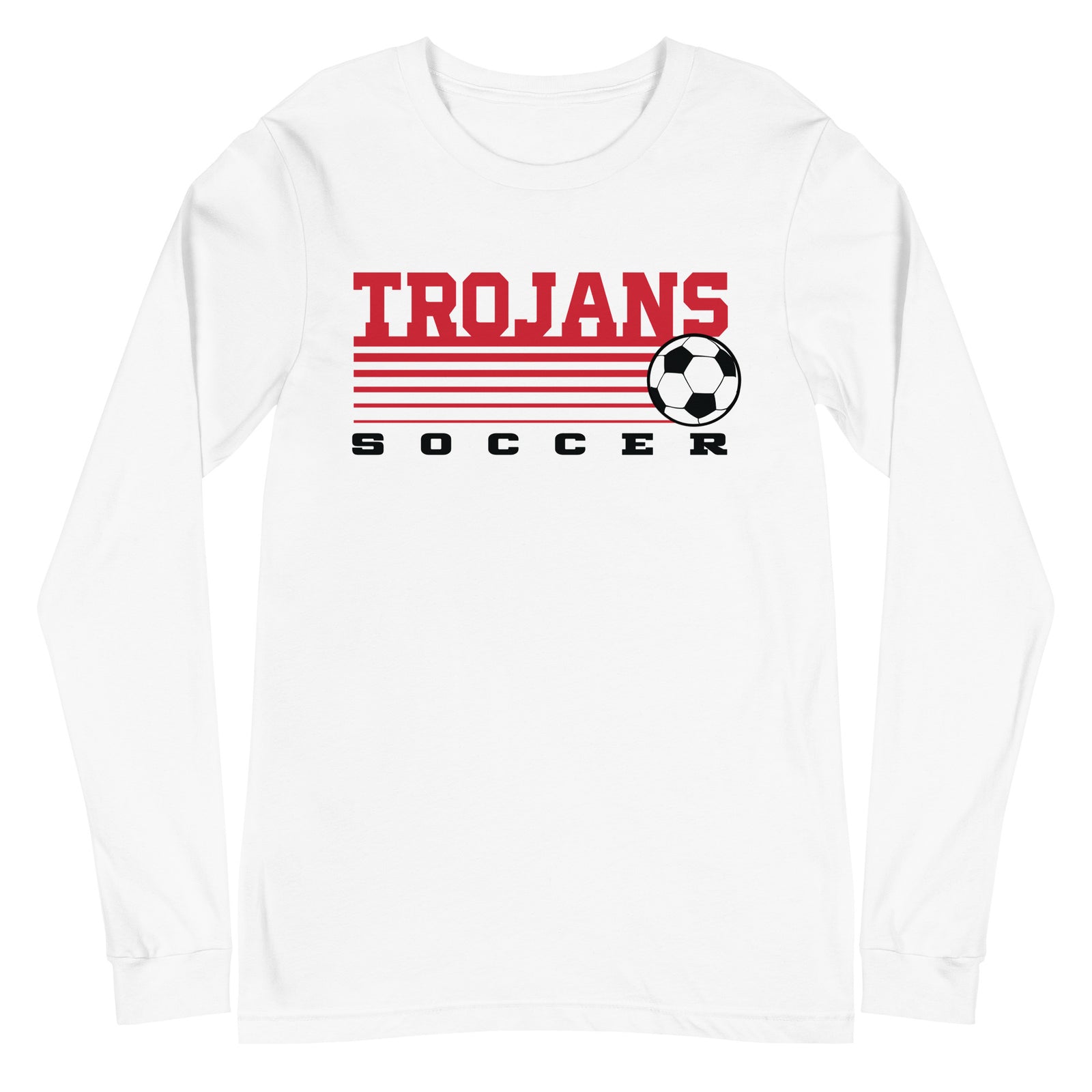 Park Hill Men's Trojans Soccer White Unisex Long Sleeve Tee