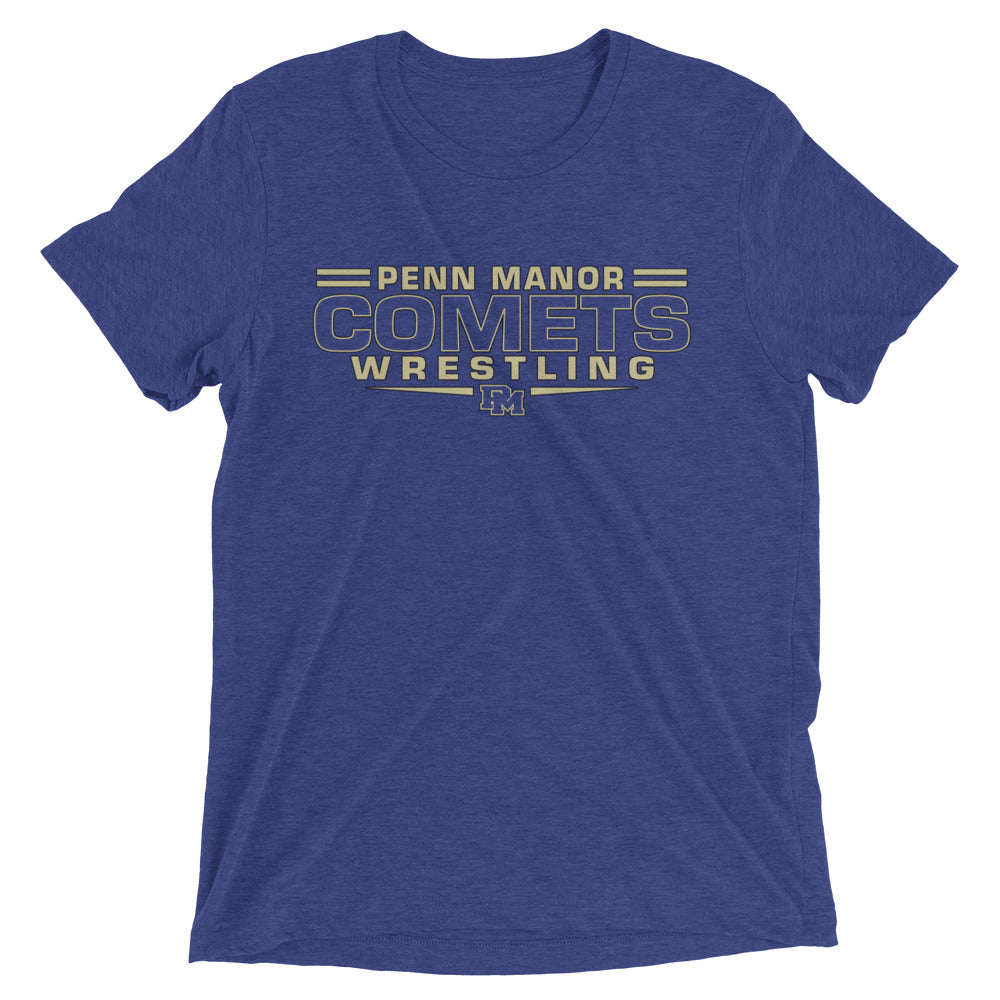 Penn Manor Comets Wrestling  Navy Unisex Tri-Blend T-Shirt