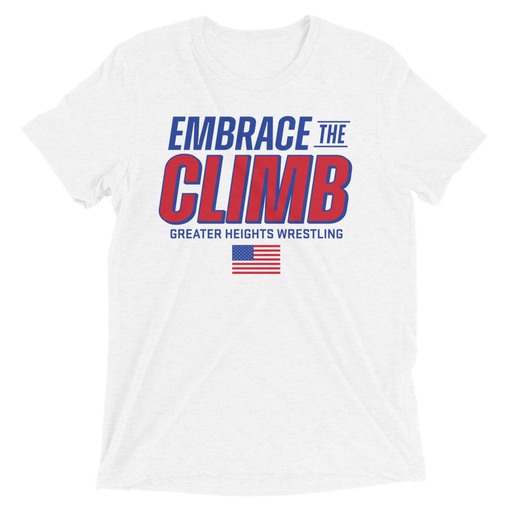Greater Heights Wrestling Embrace The Climb 3 Short sleeve triblend t-shirt