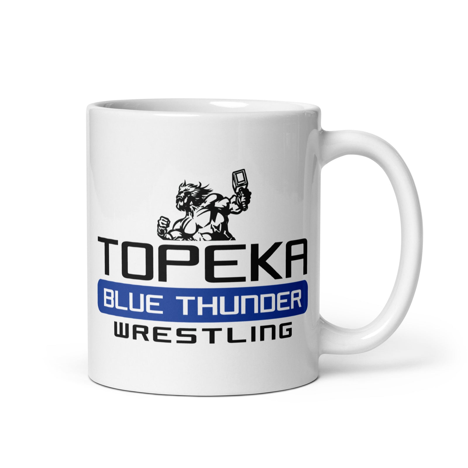 Topeka Blue Thunder Wrestling White glossy mug