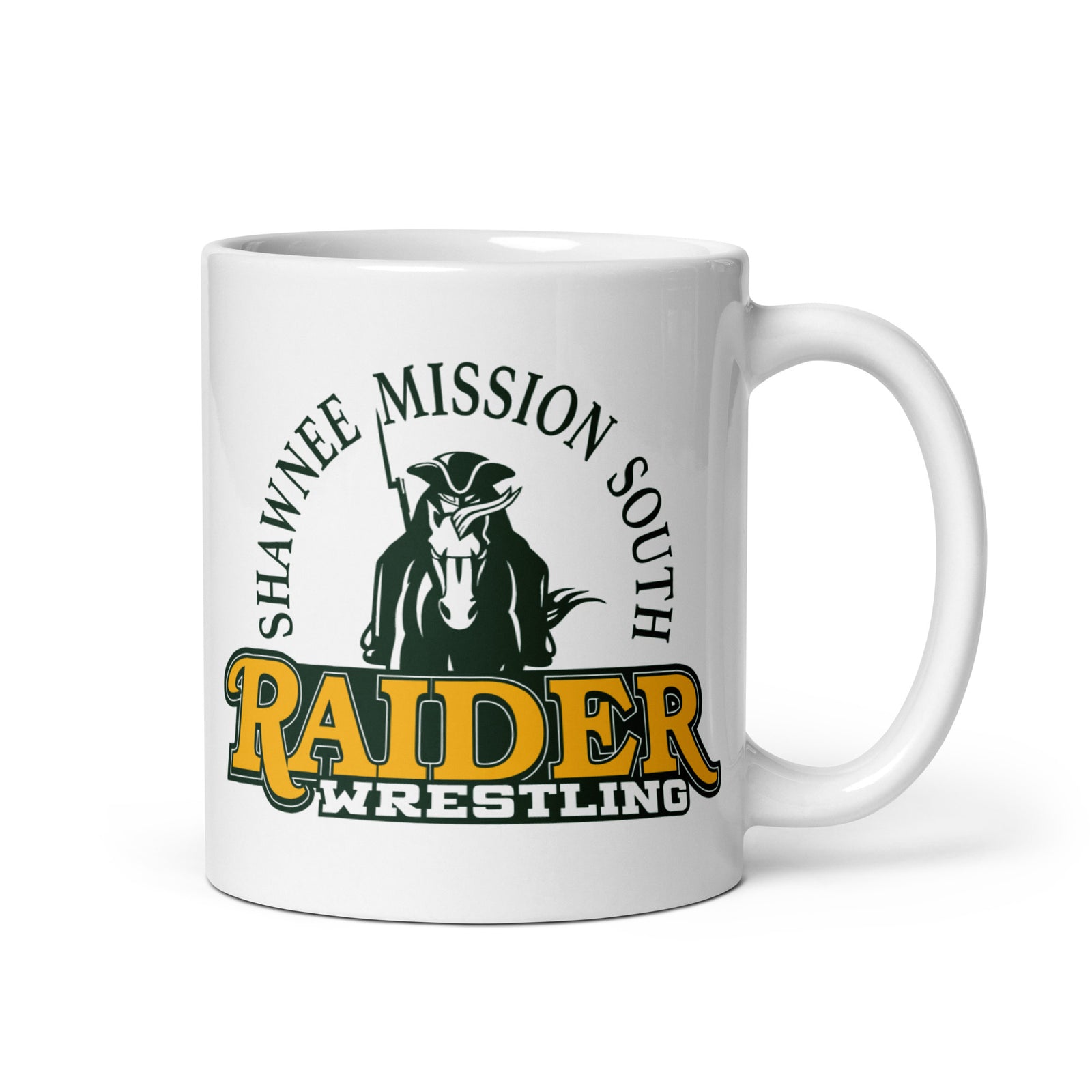 Raider Wrestling Club White glossy mug