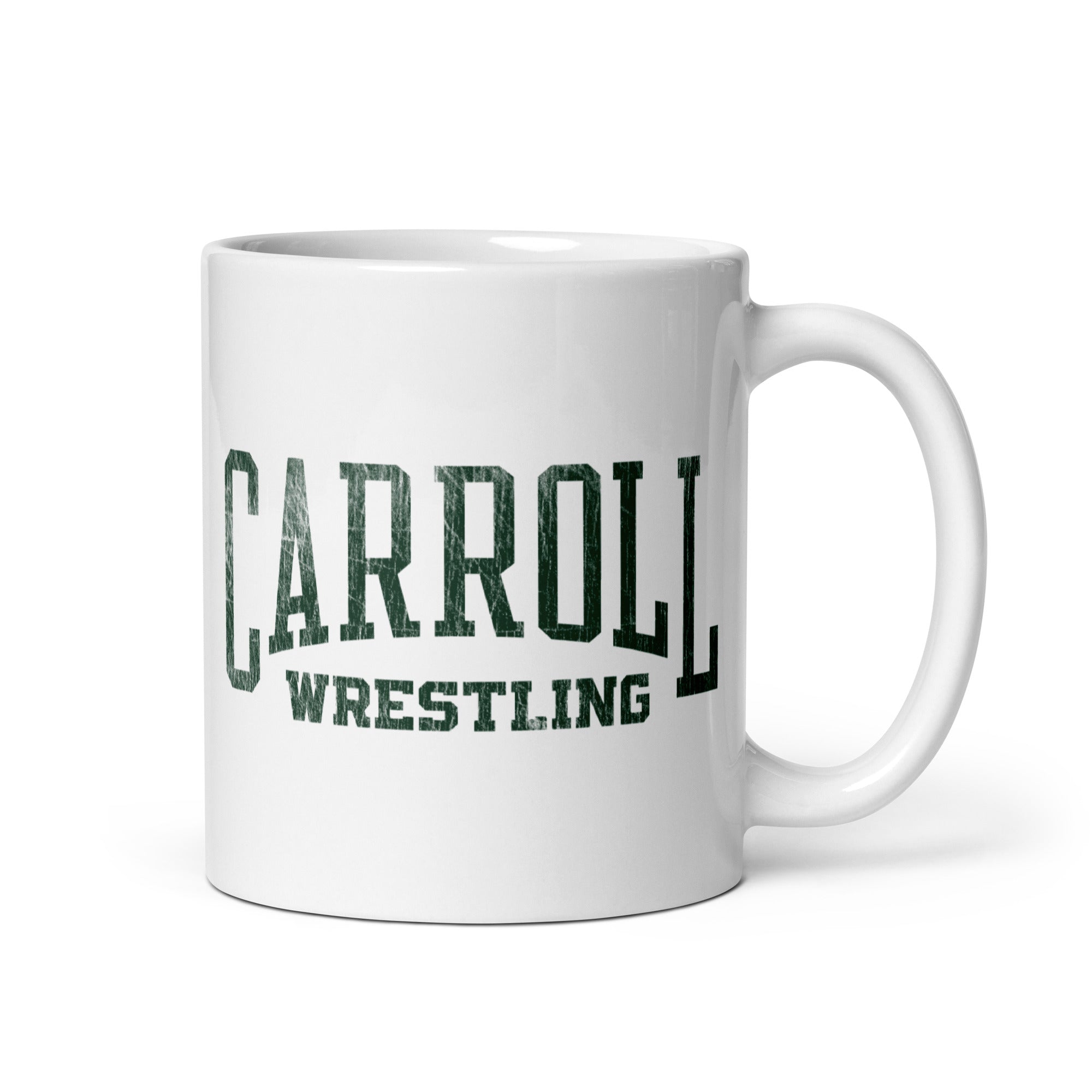Carroll Wrestling White glossy mug