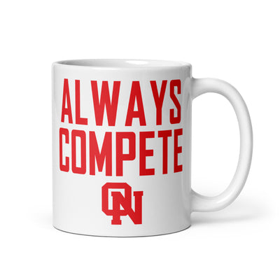 Olathe North Track & Field Always Compete White glossy mug