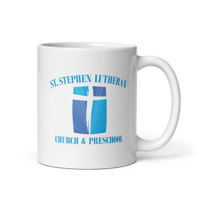 St. Stephen Lutheran Church Full Logo White Glossy Mug