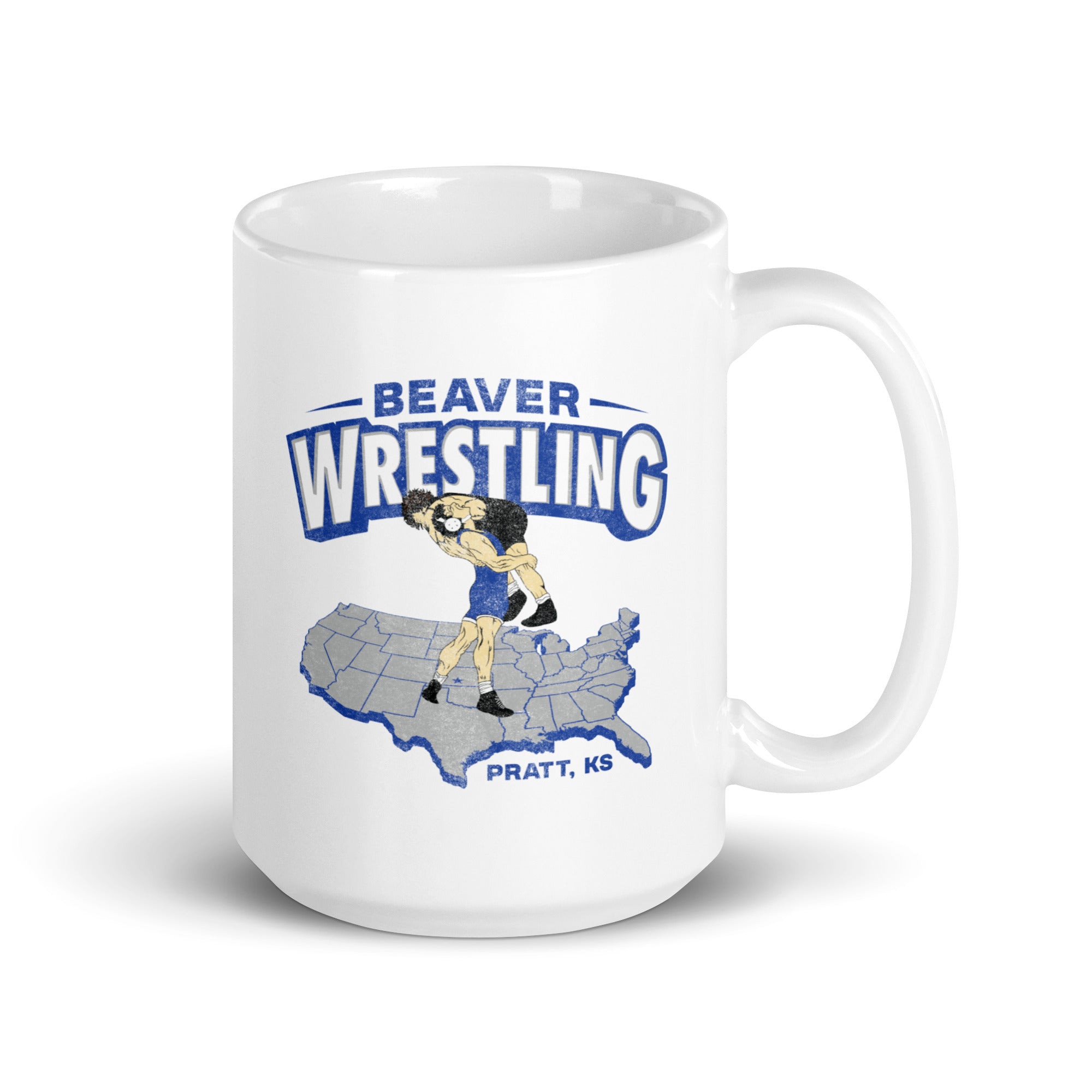 Pratt Community College Beaver Wrestling USA White Glossy Mug