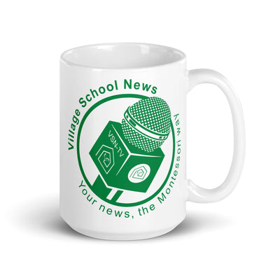 The Village School Broadcast White glossy mug