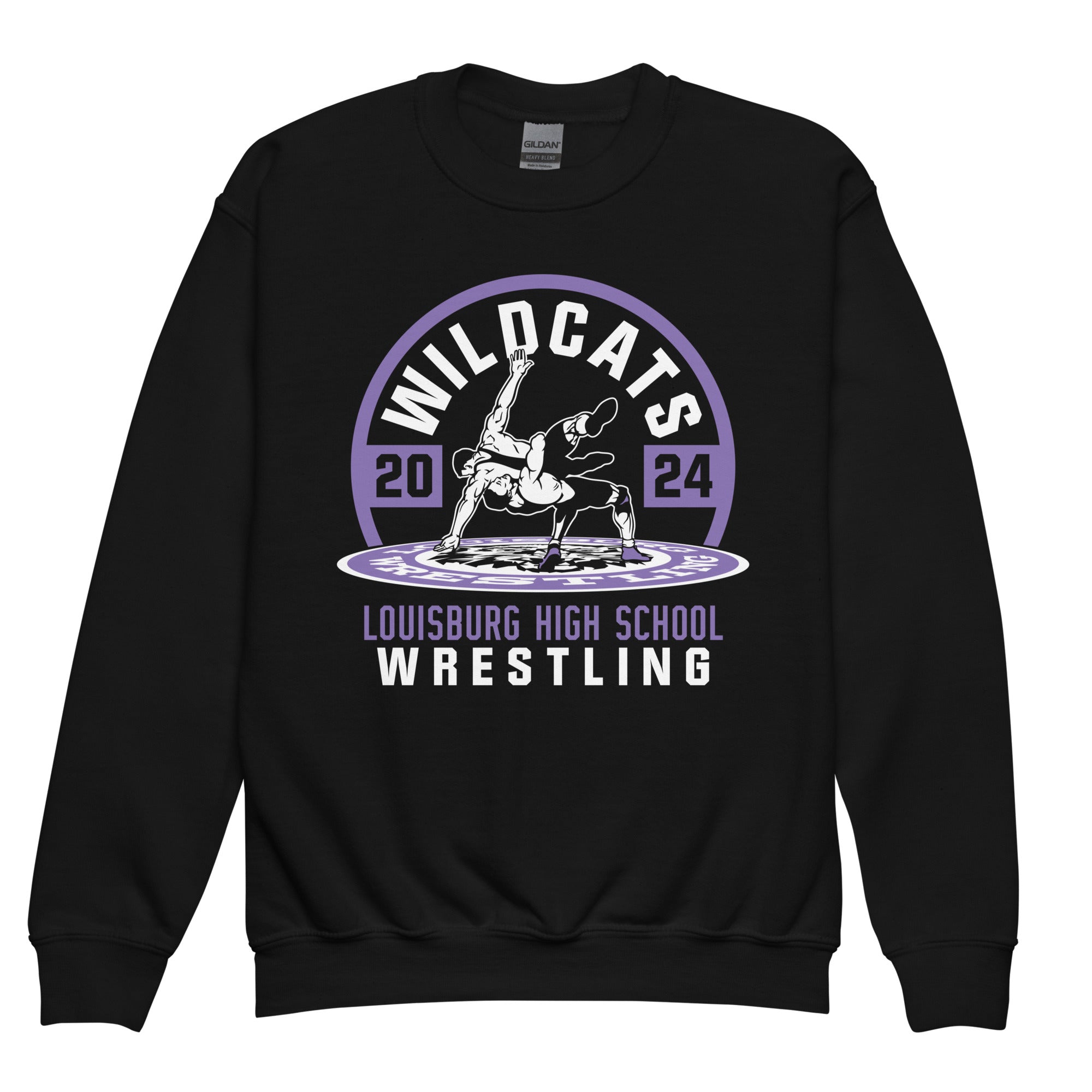 Wildcat Wrestling (Front Only) 2024 Youth crewneck sweatshirt