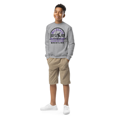 Wildcat Wrestling (Front Only) 2024 Youth crewneck sweatshirt