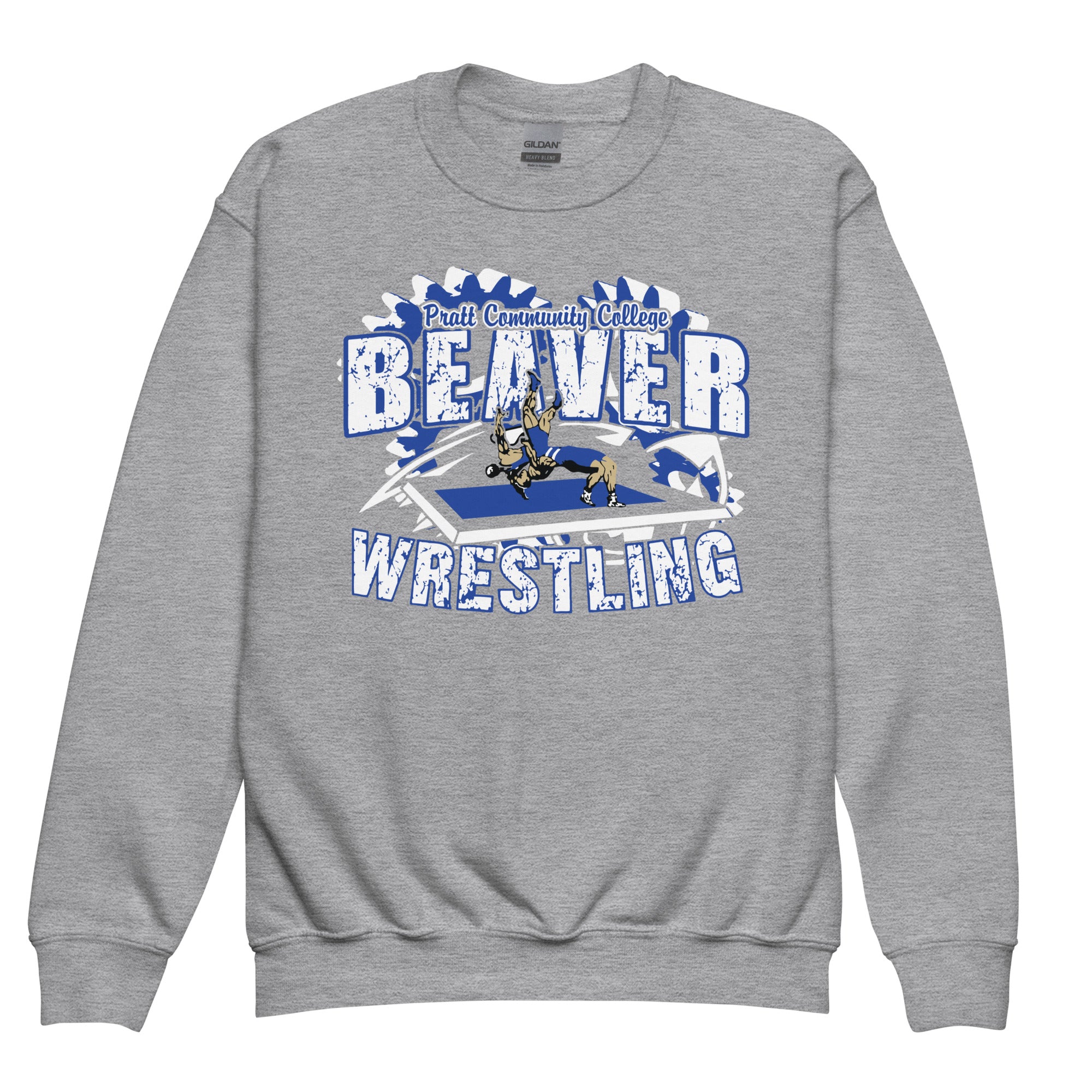 Pratt Community College Wrestling Gears Youth crewneck sweatshirt