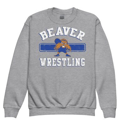 Pratt Community College Beaver Wrestling Classic Youth Crew Neck Sweatshirt