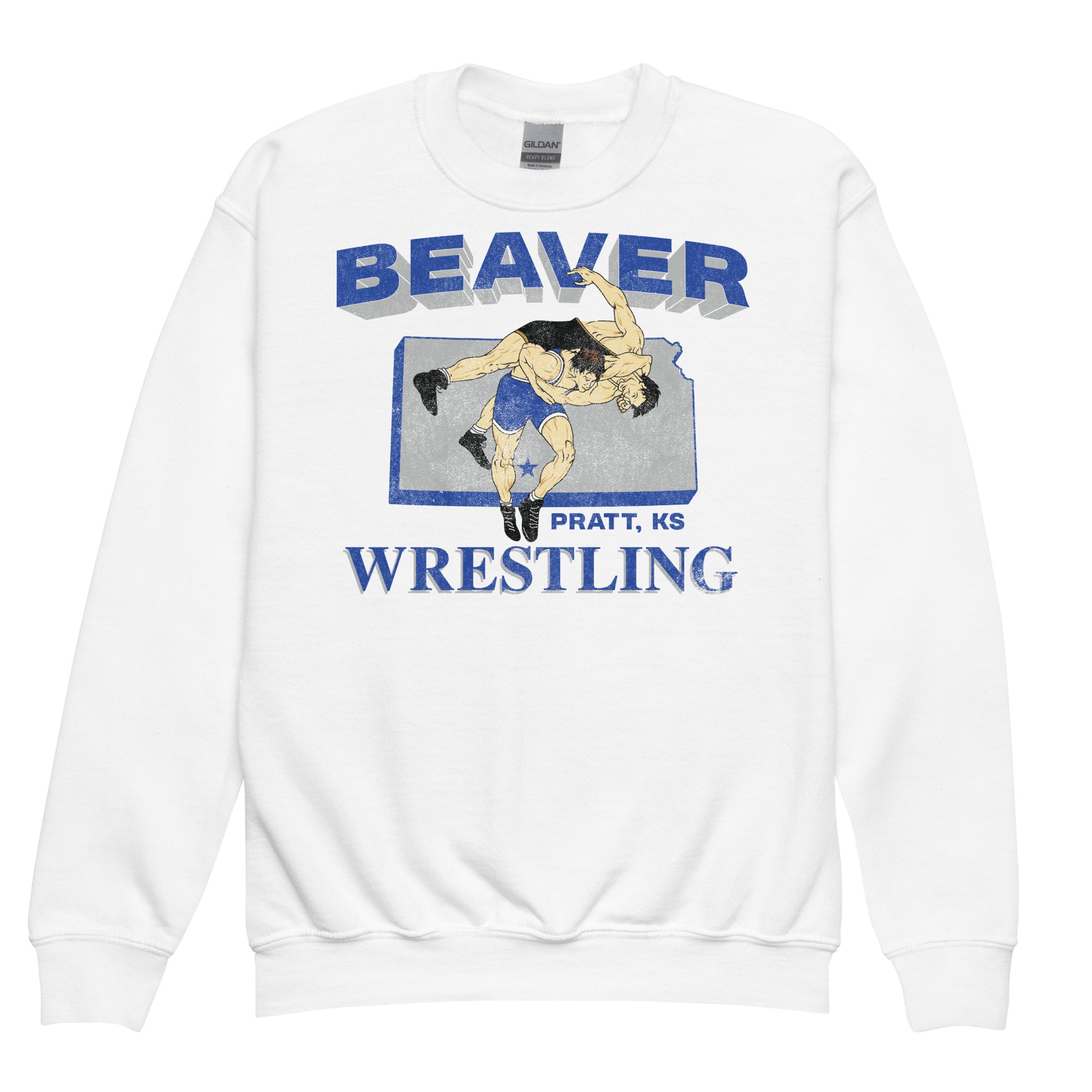 Pratt Community College Beaver Wrestling KS Youth Crewneck Sweatshirt