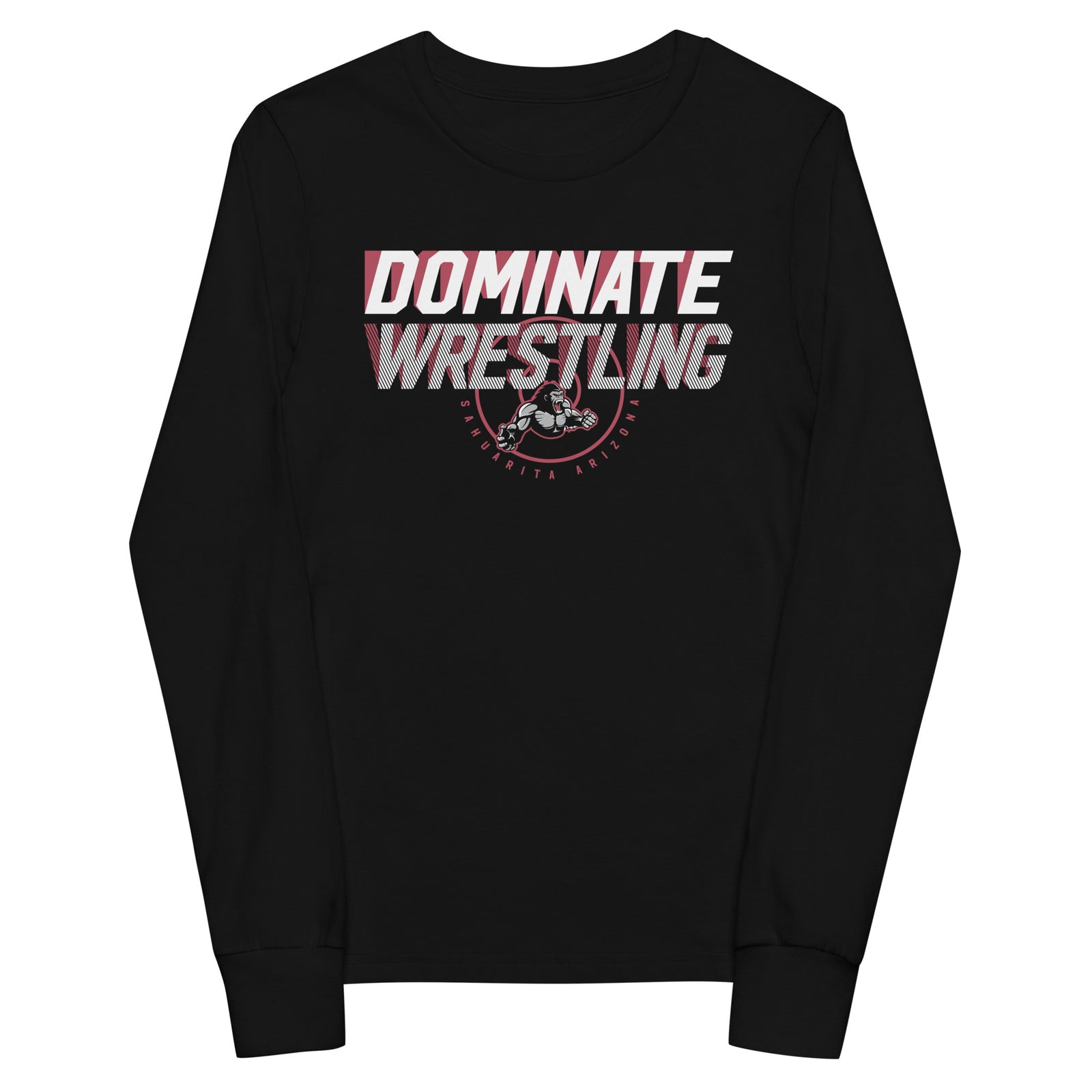 Dominate Wrestling  Black Youth Long Sleeve Tee