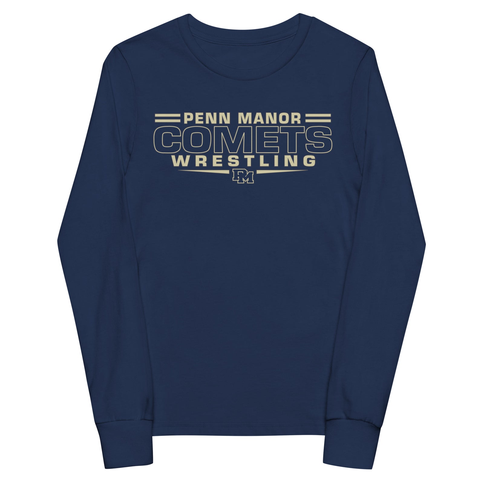 Penn Manor Comets Wrestling  Navy Youth Long Sleeve Tee