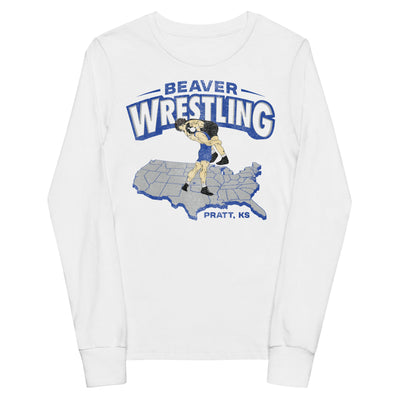 Pratt Community College Beaver Wrestling USA Youth Long Sleeve Tee