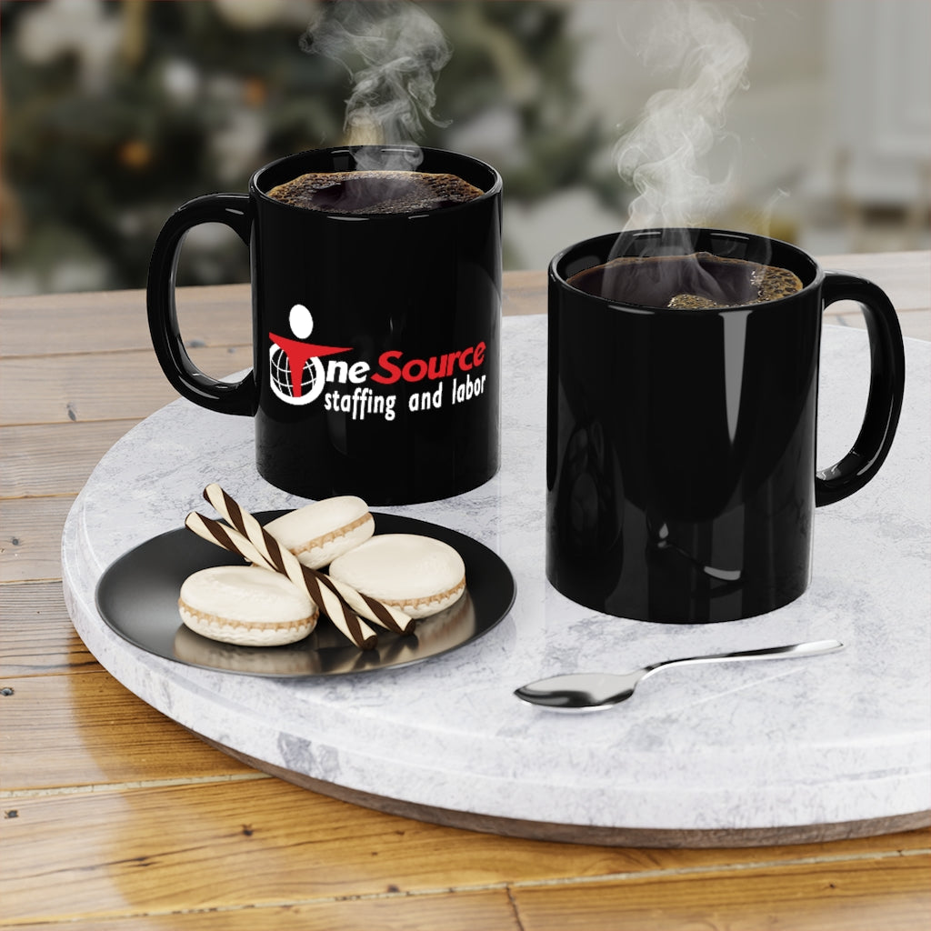 One Source Staffing & Labor Black Coffee Mug, 11oz