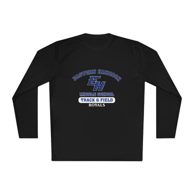 Eastern Hancock MS Track Royals on Black  Unisex Moisture Absorbing Tee