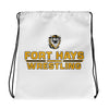 Fort Hays State University Wrestling White Drawstring bag