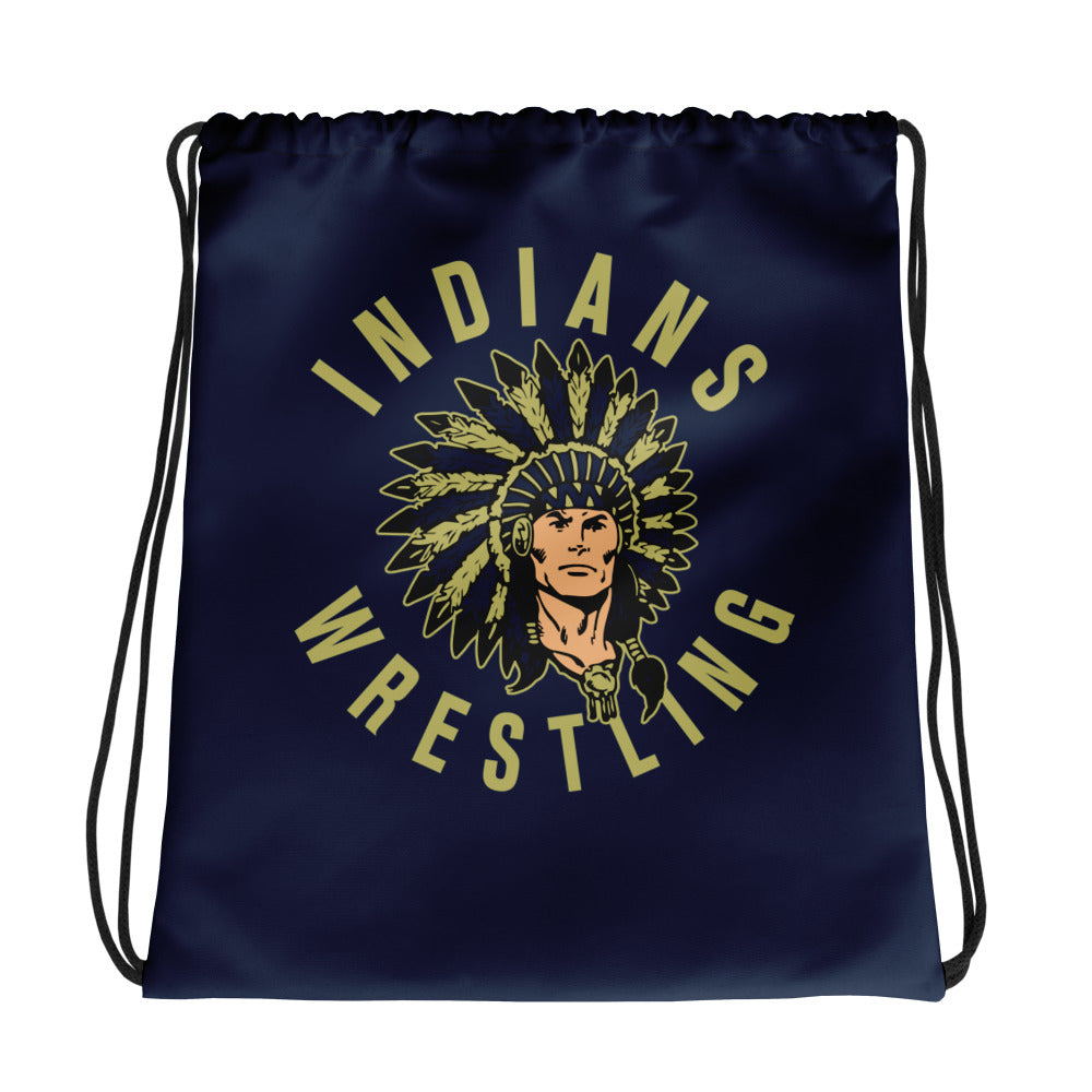 Indians Wrestling All-Over Print Drawstring Bag