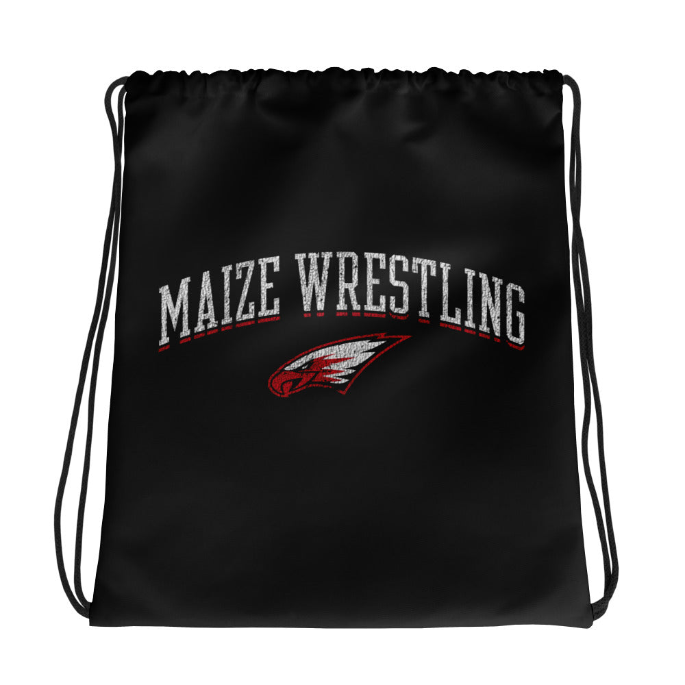 Maize HS Wrestling Arch All-Over Print Drawstring Bag