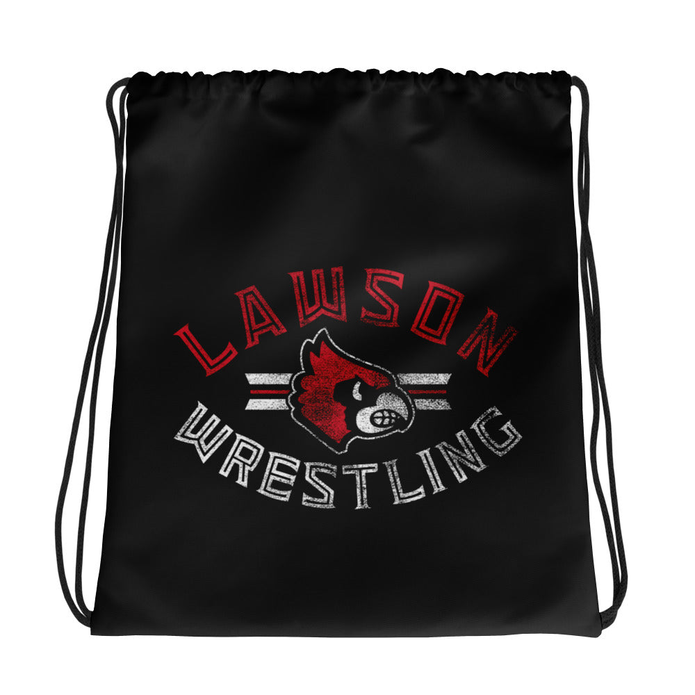 Lawson Wrestling Black  All-Over Print Drawstring Bag