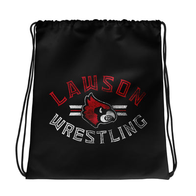 Lawson Wrestling Black  All-Over Print Drawstring Bag
