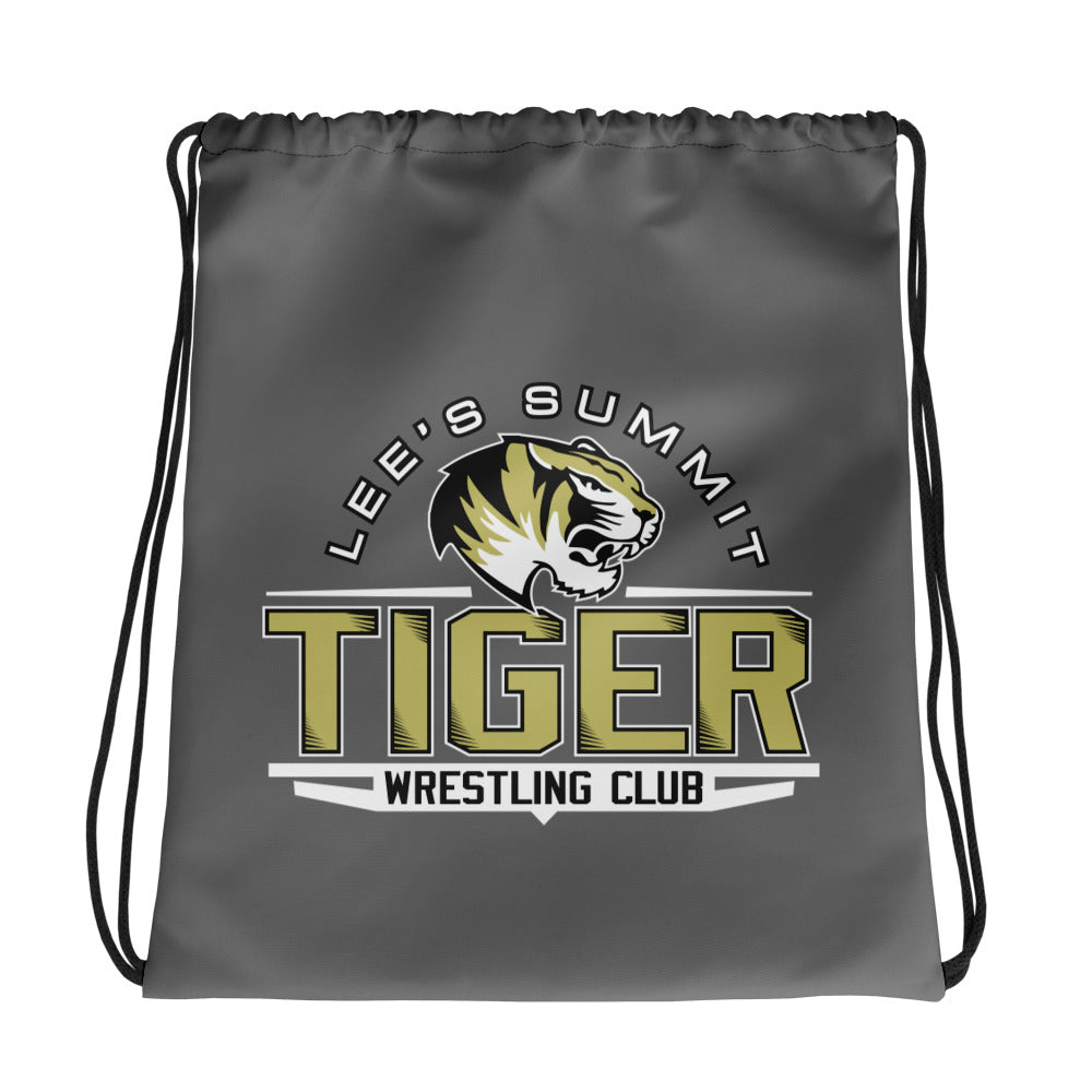 Lees Summit Tiger Wrestling Club Grey All-Over Print Drawstring Bag