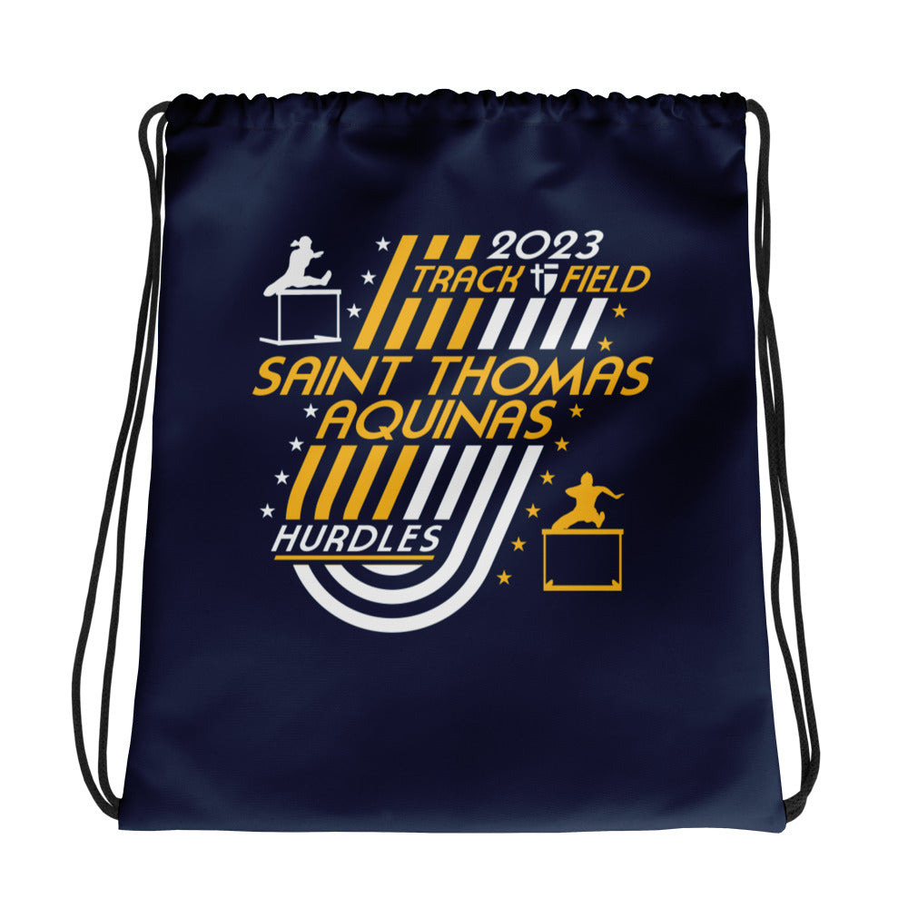 Saint Thomas Aquinas Track & Field Hurdles All-Over Print Drawstring Bag