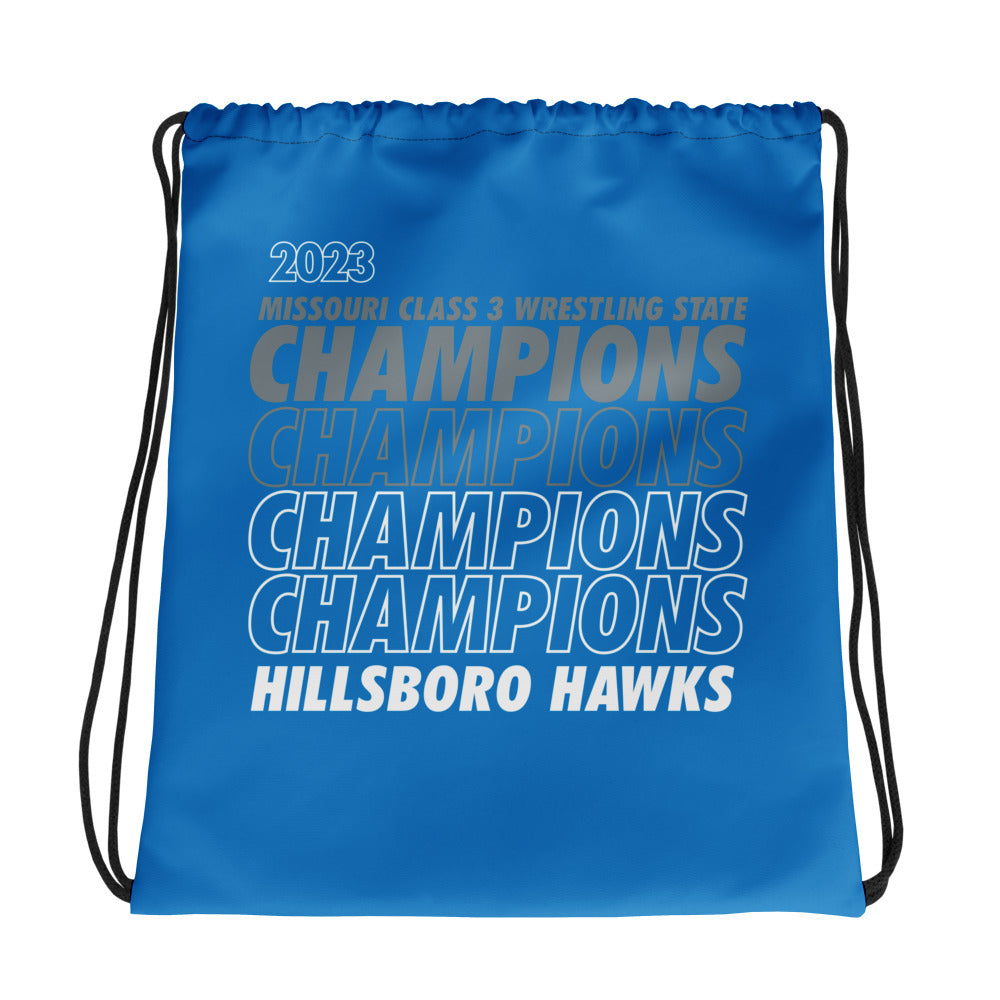 Hillsboro High School  Champions - Royal All-Over Print Drawstring Bag