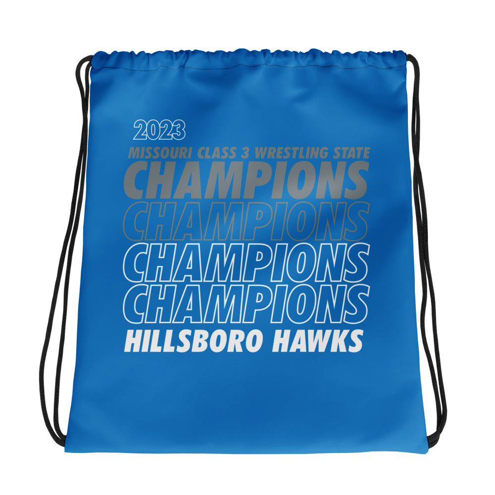 Hillsboro High School  Champions - Royal All-Over Print Drawstring Bag