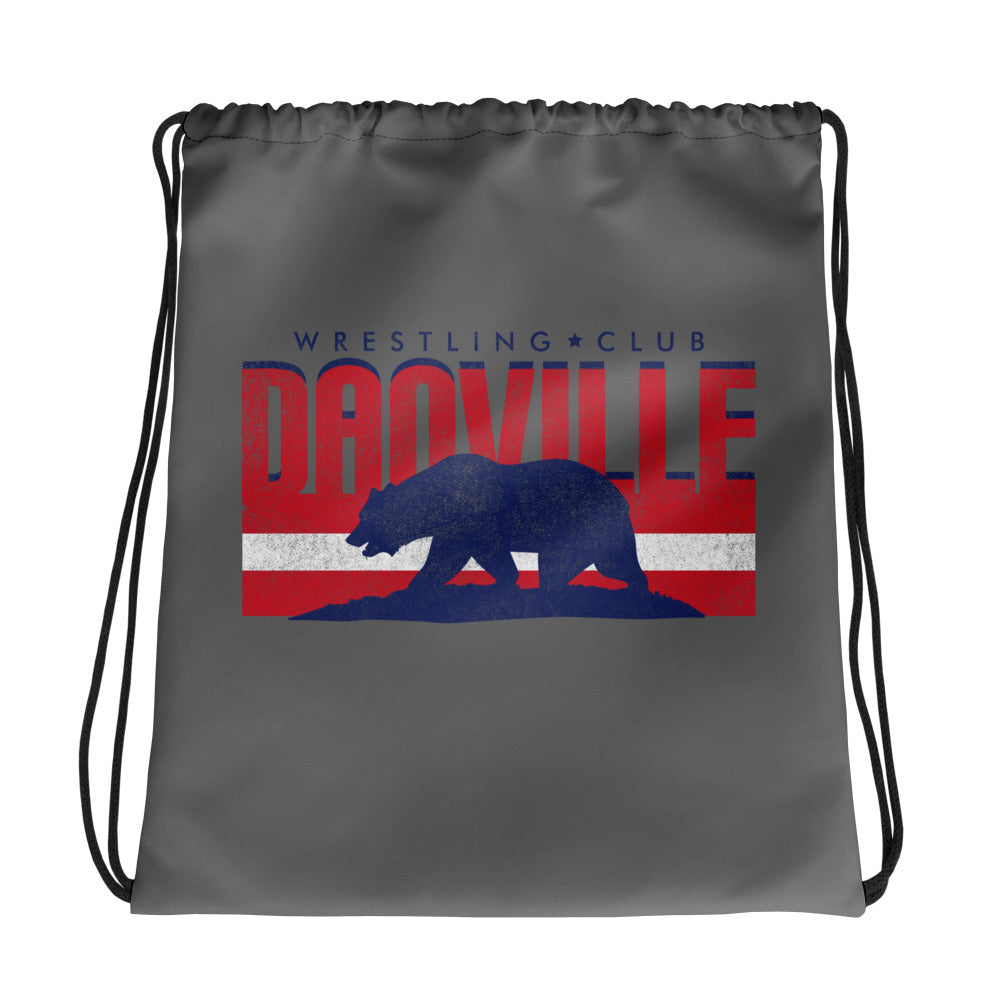 Danville Wrestling Club Grey All-Over Print Drawstring Bag