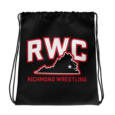 Richmond Wrestling Club Black All-Over Print Drawstring Bag