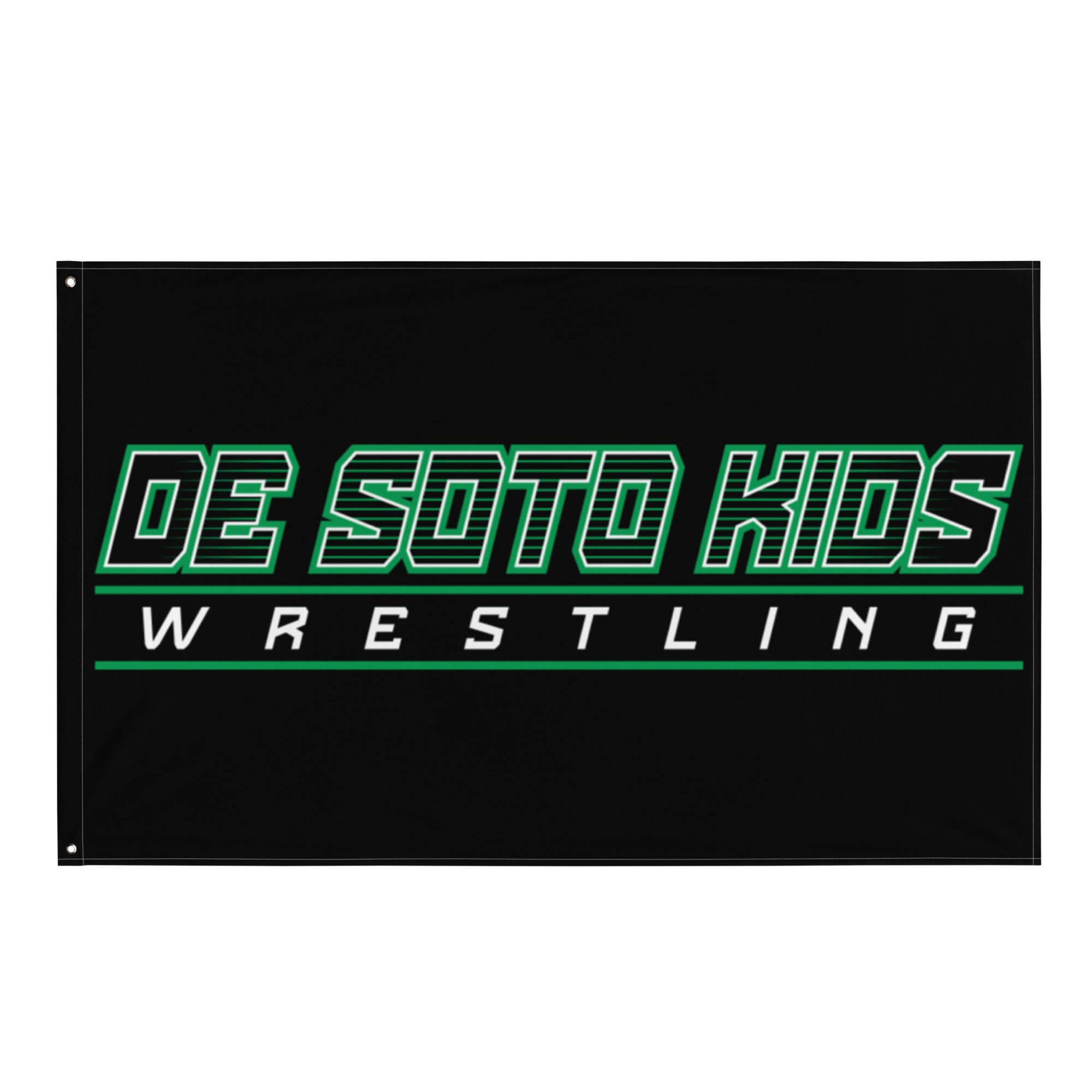De Soto Kids Wrestling Black All-Over Print Flag