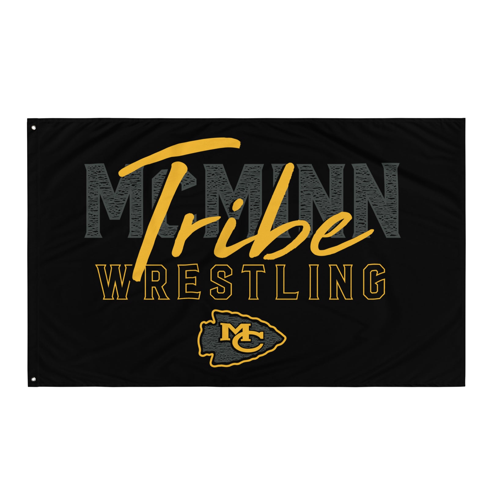 McMinn Tribe Wrestling Club  Black All-Over Print Flag