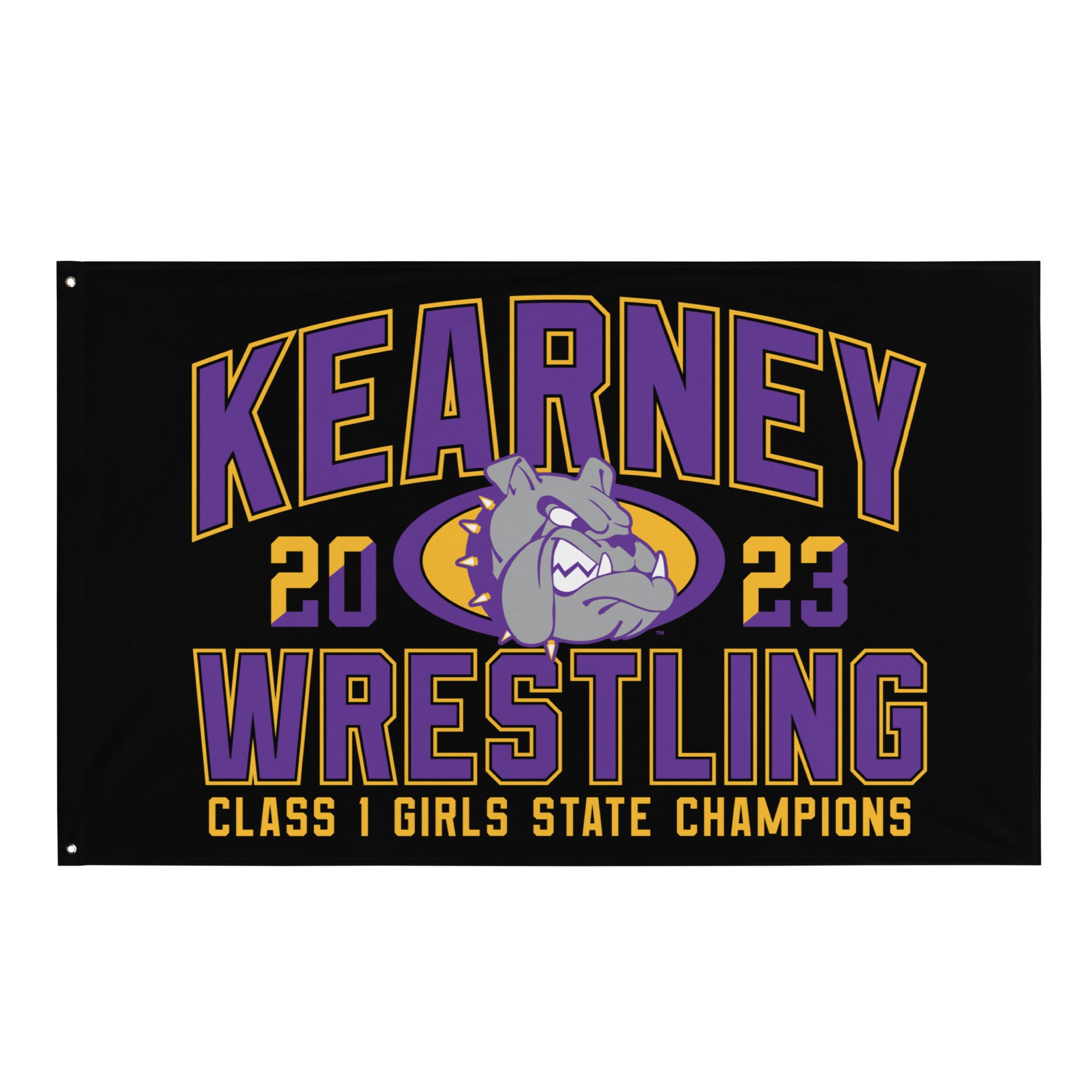 Kearney Wrestling Girls State Champs Black  All-Over Print Flag