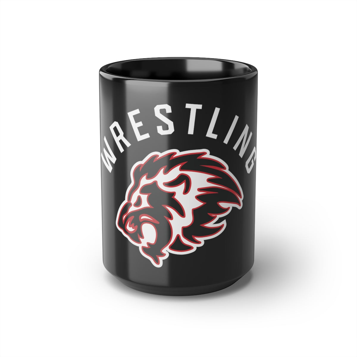 Lion Elite Wrestling Black Glossy Mug, 15oz