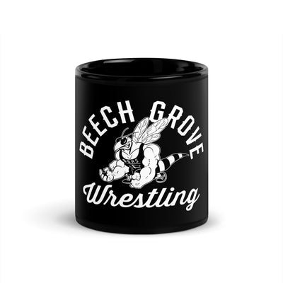 Beech Grove Wrestling Black Glossy Mug