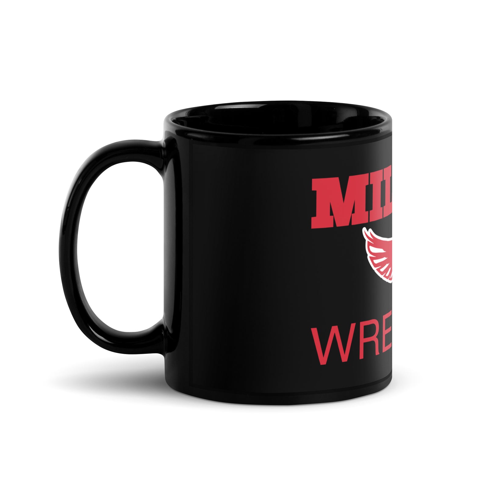 Milford Takedown Club  Red Text Black Glossy Mug