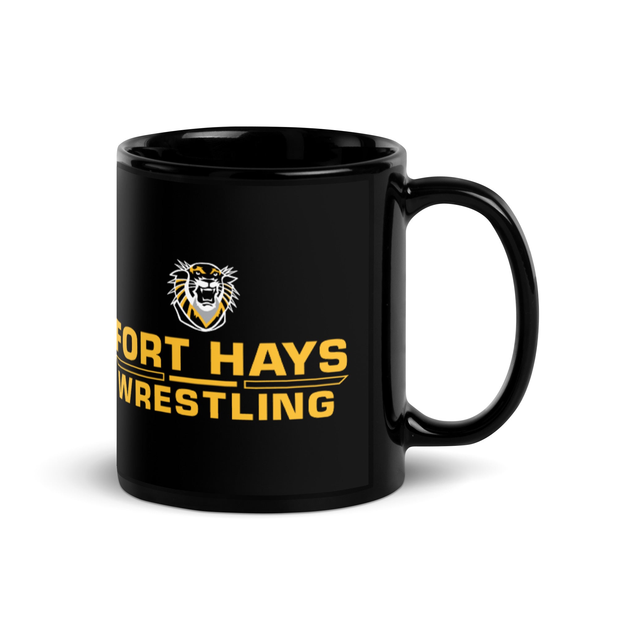 Fort Hays State University Wrestling Black Glossy Mug
