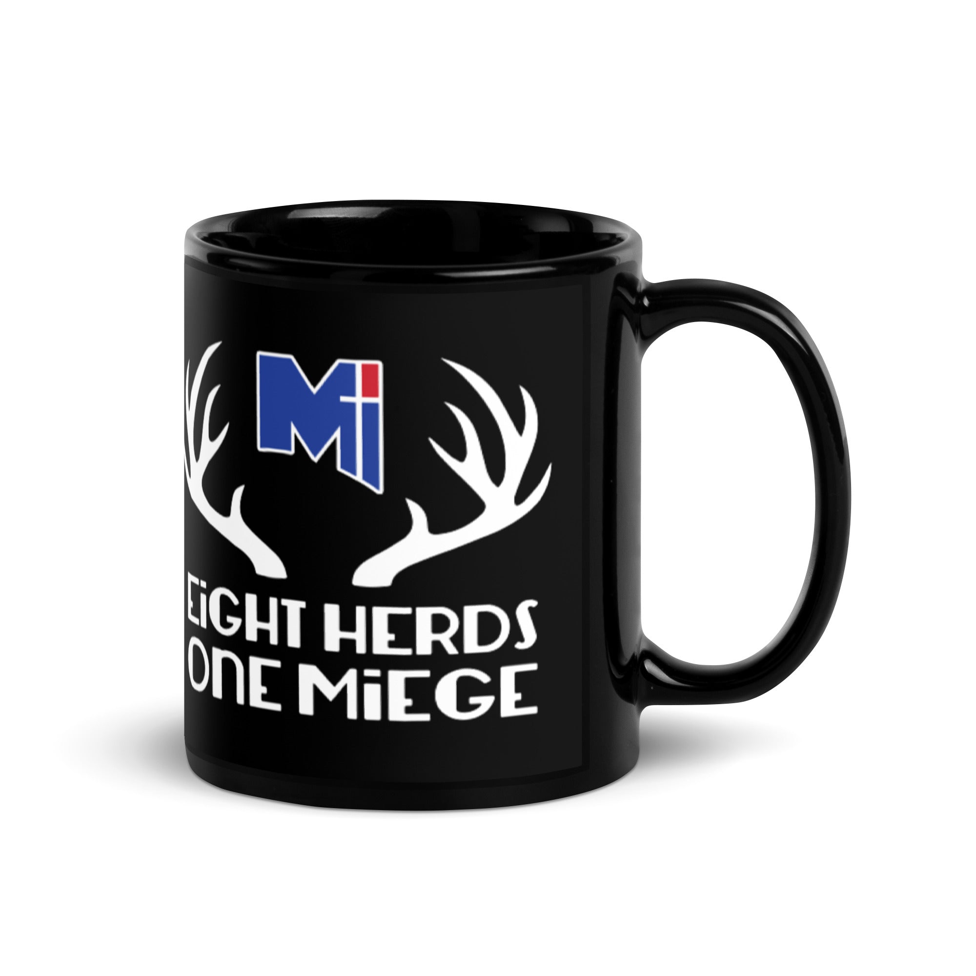 Eight Herds One Miege Black Glossy Mug